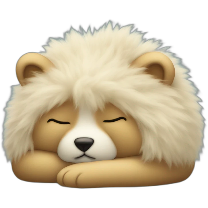 Sleeping face of a fluffy stuffed emoji