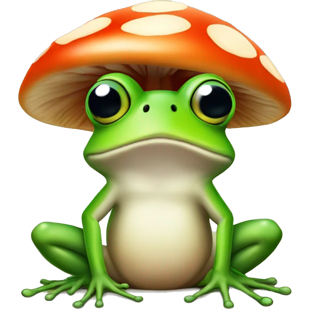 frog sitting under a mushroom cap emoji