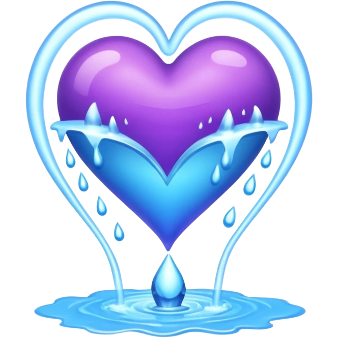 Heart with a fountain of purple blue water spouting out the top emoji