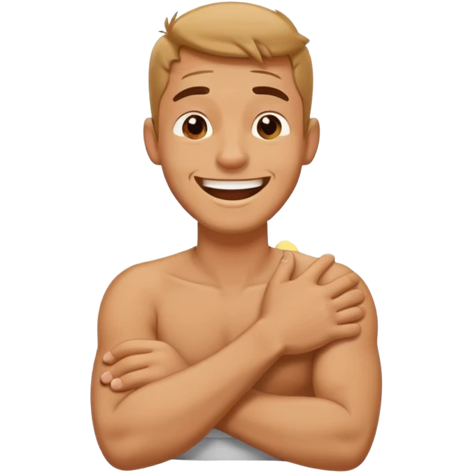 arms crossed holding neck laughing guy emoji