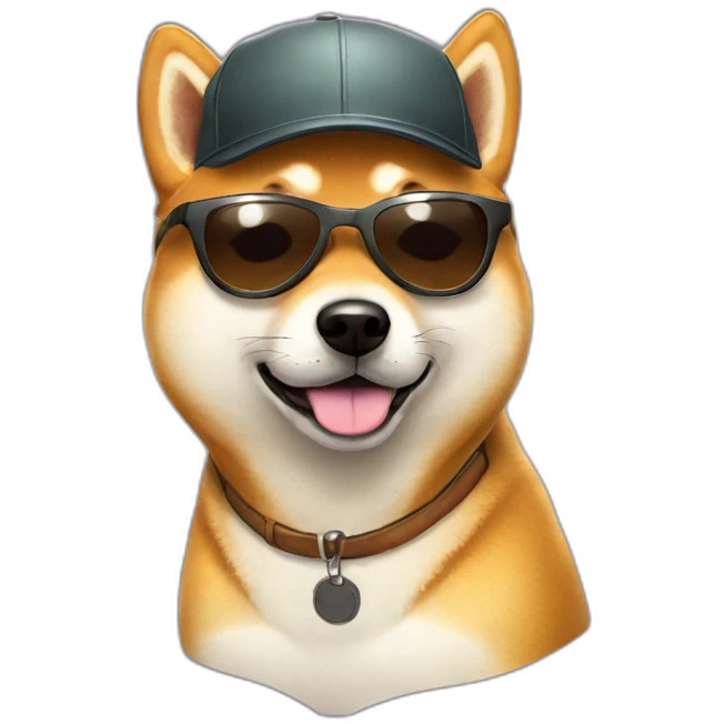 Shiba Inu in sun glasses and a cap emoji