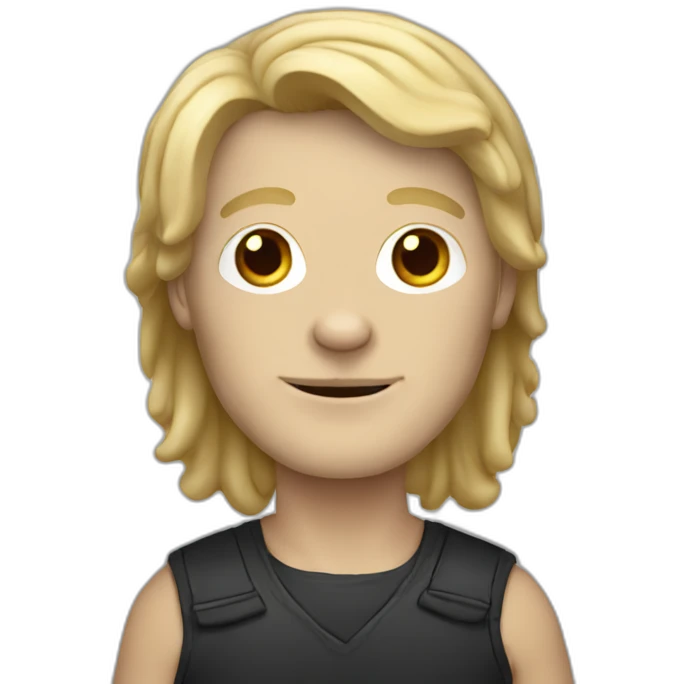 white man with long blonde hair in pug costume emoji