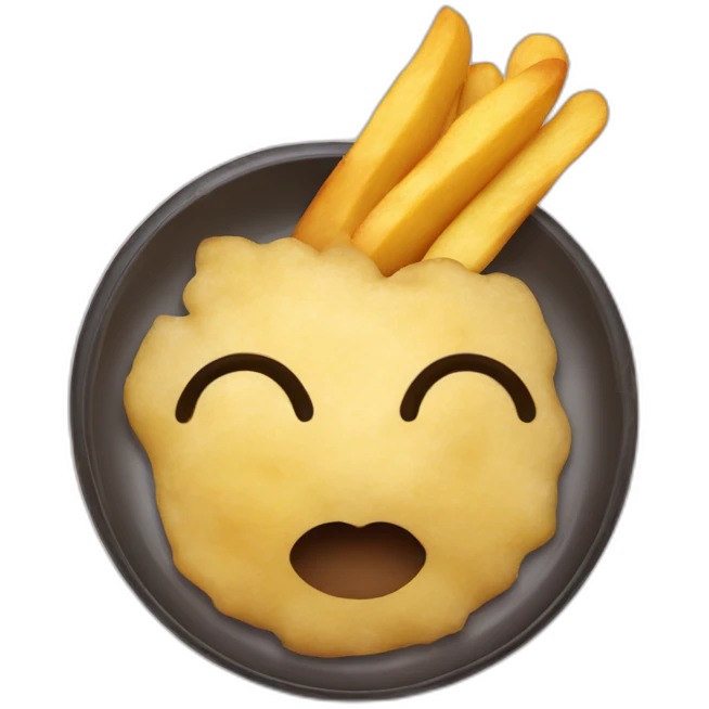 Una sarten con patatas fritas  riendose emoji