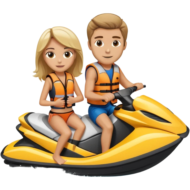 Jet ski blonde guy brown haired girl emoji