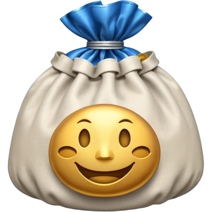 money bag on top of blue coins emoji