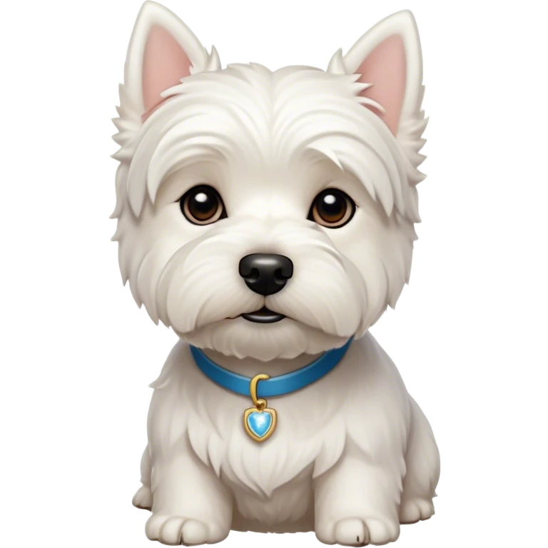 Cinematic Noble West Highland White Terrier Portrait Emoji, Poised and regal, with a compact, sturdy build and a pristine, well-groomed pure white coat, deep-set soulful dark eyes, Simplified yet sharp and sophisticated features, highly detailed, glowing with a soft, dignified glow, high shine, intelligent and loyal, stylized with an air of confidence, focused and attentive, soft glowing outline, capturing the essence of a watchful and determined companion, so majestic it feels as though it could trot out of the screen with effortless authority! emoji