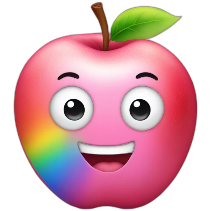pink apple with rainbow emoji