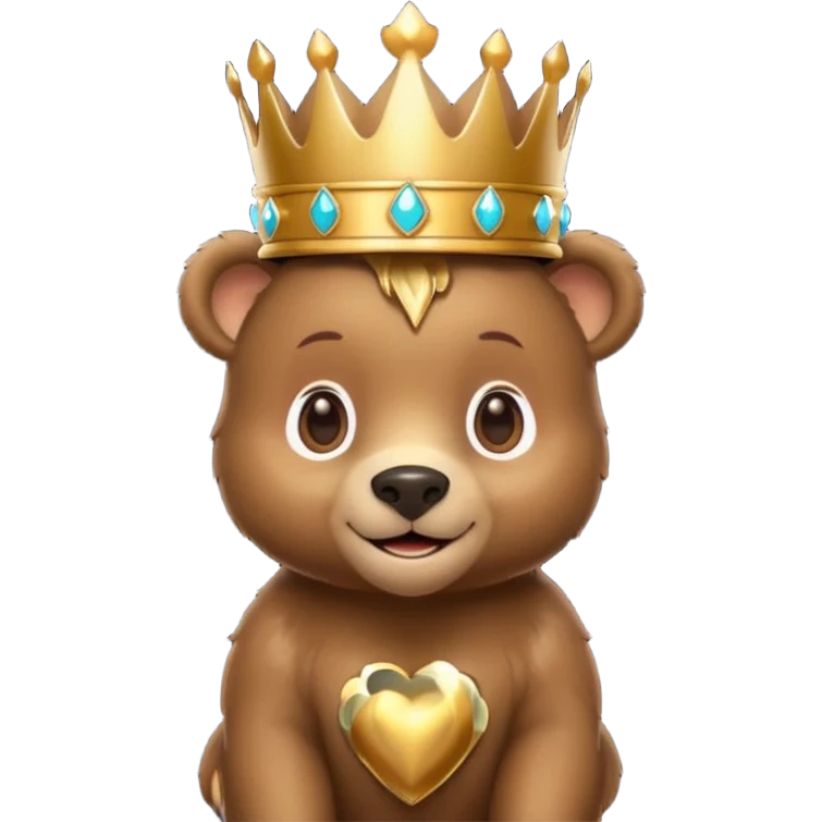 Bear Prince – brown bear cub with a shiny bronze crown, gentle smile. emoji