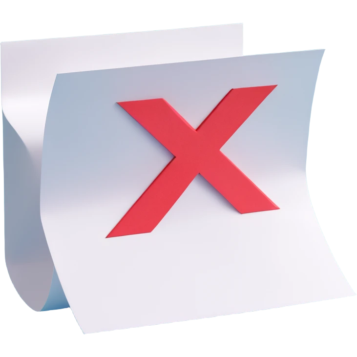 Paper with a red x on top side emoji