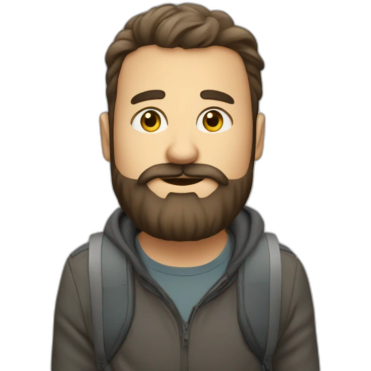 Grosse personne avec de la barbe qui montre les bus emoji
