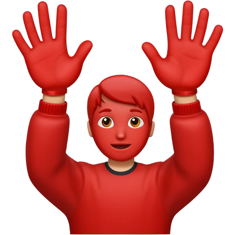 Red hands up emoji