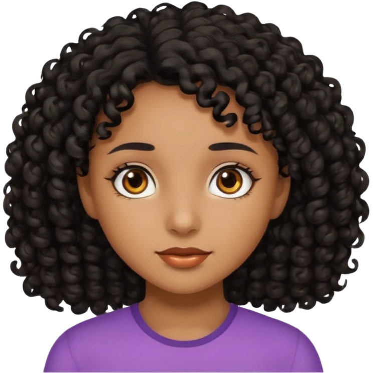 Girl with brown skin black curly hair emoji
