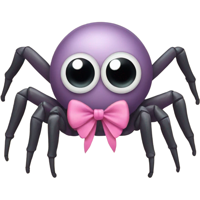  A spider with big cute eyes wearing a pink bow emoji
