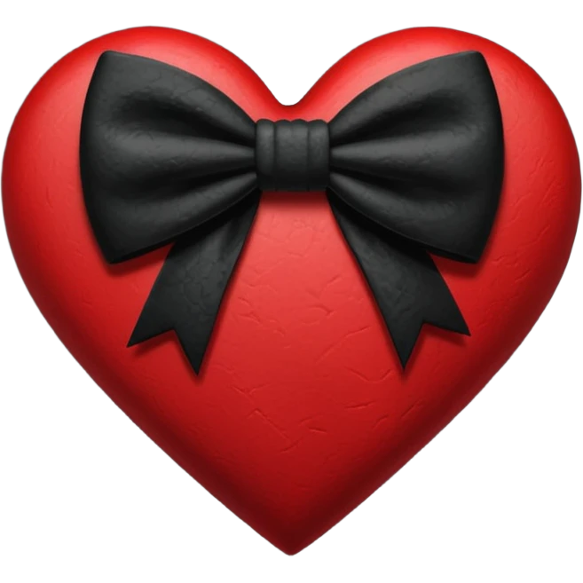 emo heart with a black bow emoji