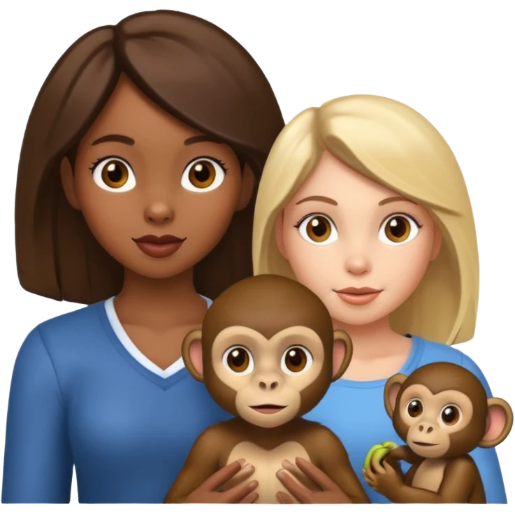Black girl and white girl with a monkey emoji