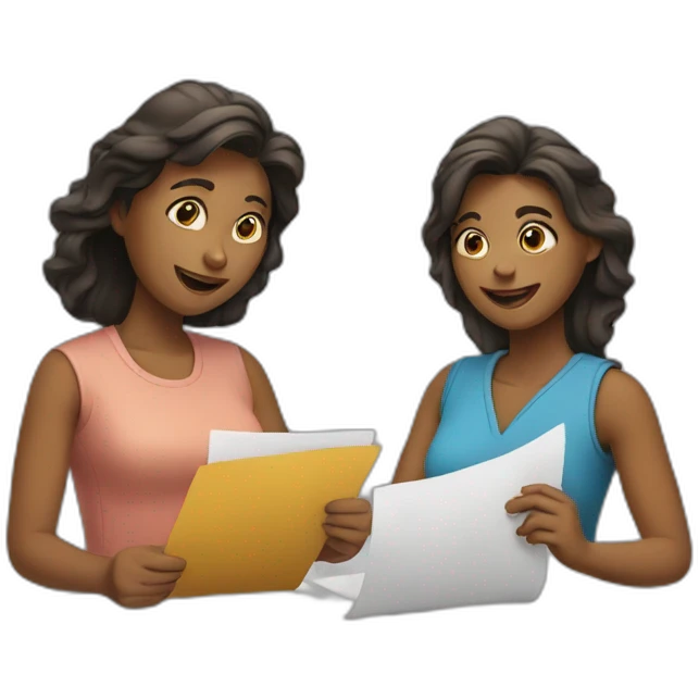 two women filling paperwork emoji