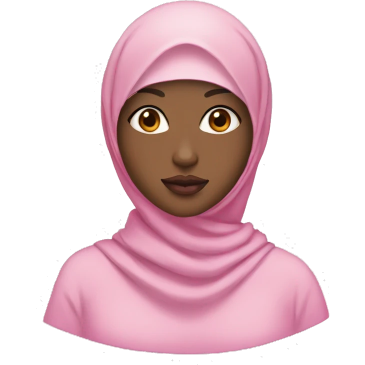 make a girl with hijab fair skin and black eyes pink lips emoji