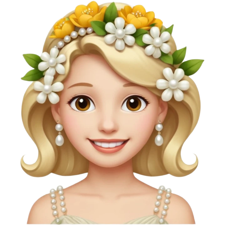 The girl with pearl earrings, whose hair is adorned with flowers emoji