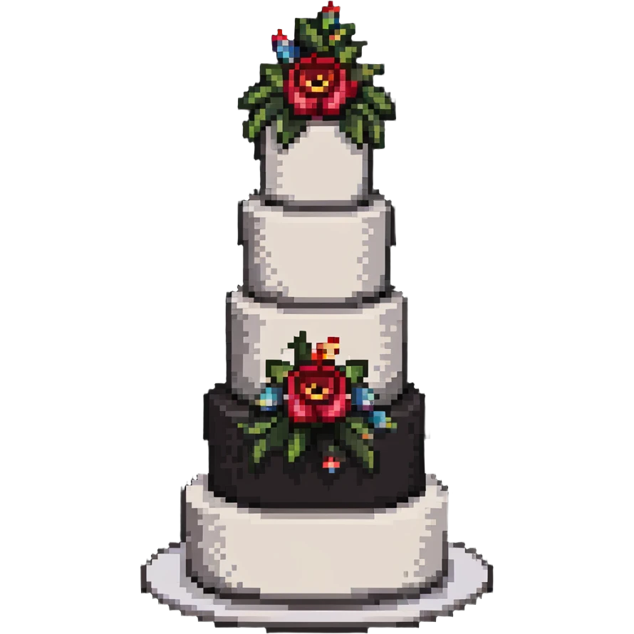 Whole wedding cake with multiple tiers and decorations emoji
