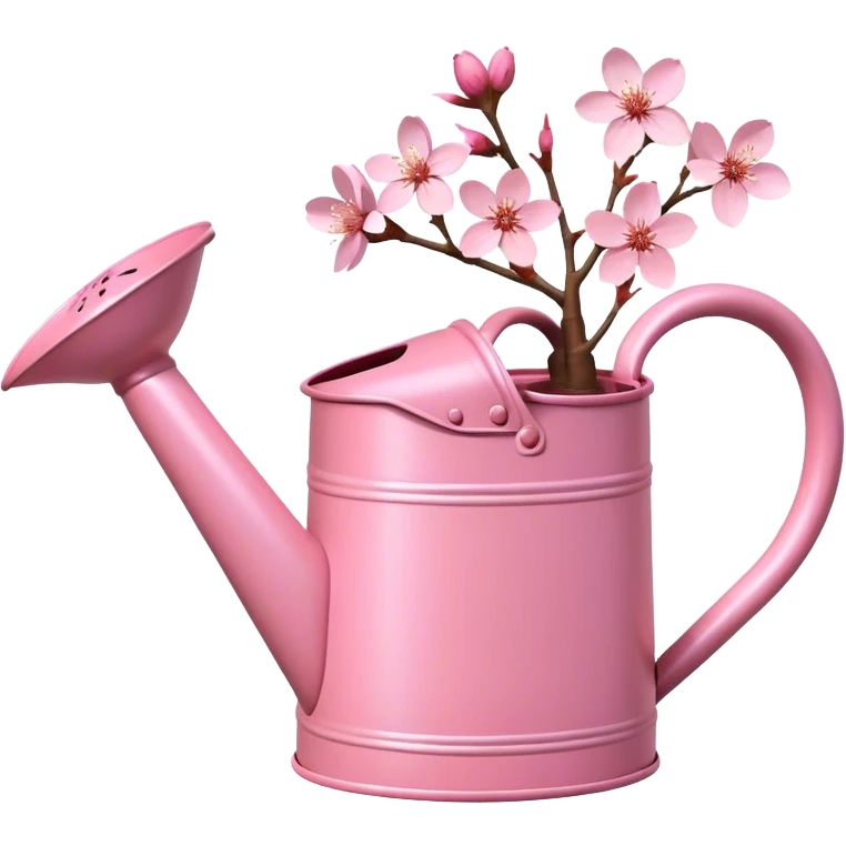 Pink garden watering can filled with pink cherry blossoms emoji