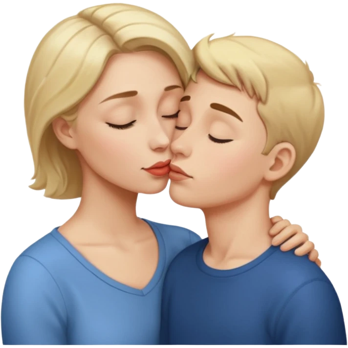 Mulher beijando testa do filho  emoji
