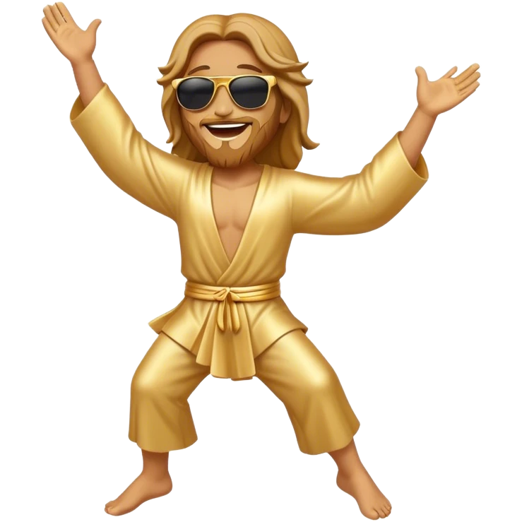 dancing figure of rejoicing Jesus with  sunglases golden  emoji