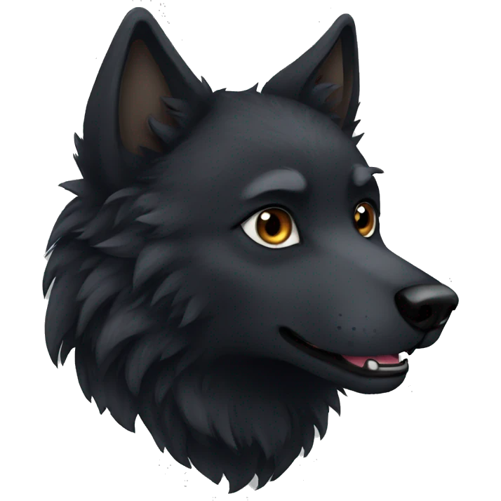 black wolf fluffy emoji