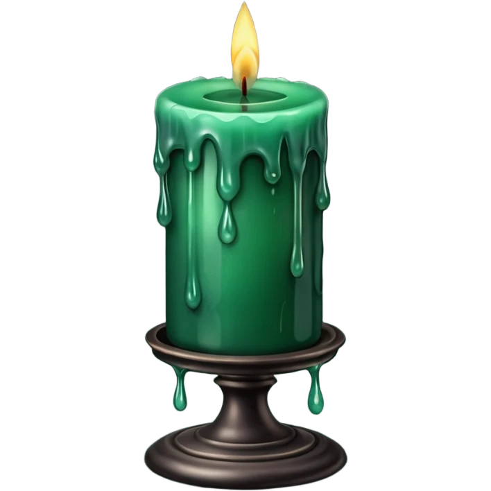 dark gloomy emerald candle in stand with gloomy fog around emoji