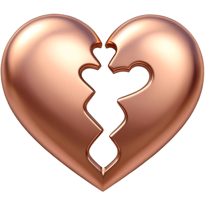 Two rose gold hearts interlinked, metallic finish emoji
