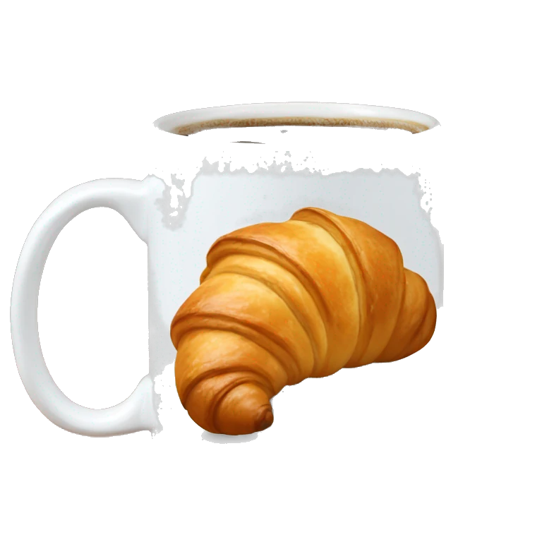 Croissant stands on a coffee mug  emoji