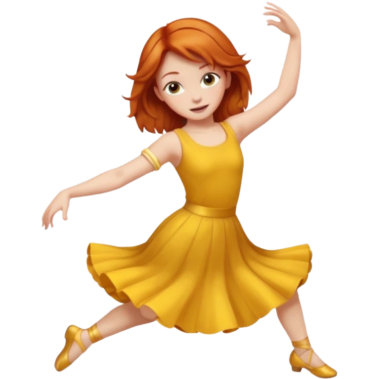 A girl with ginger hair doing dance emoji