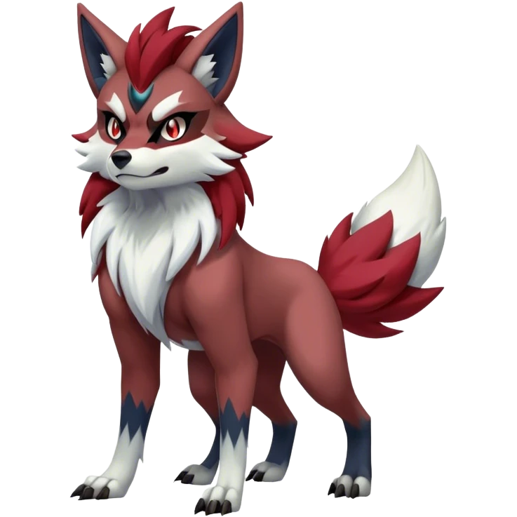 Zoroark-Lycanroc (midnight form)-hybrid full body emoji