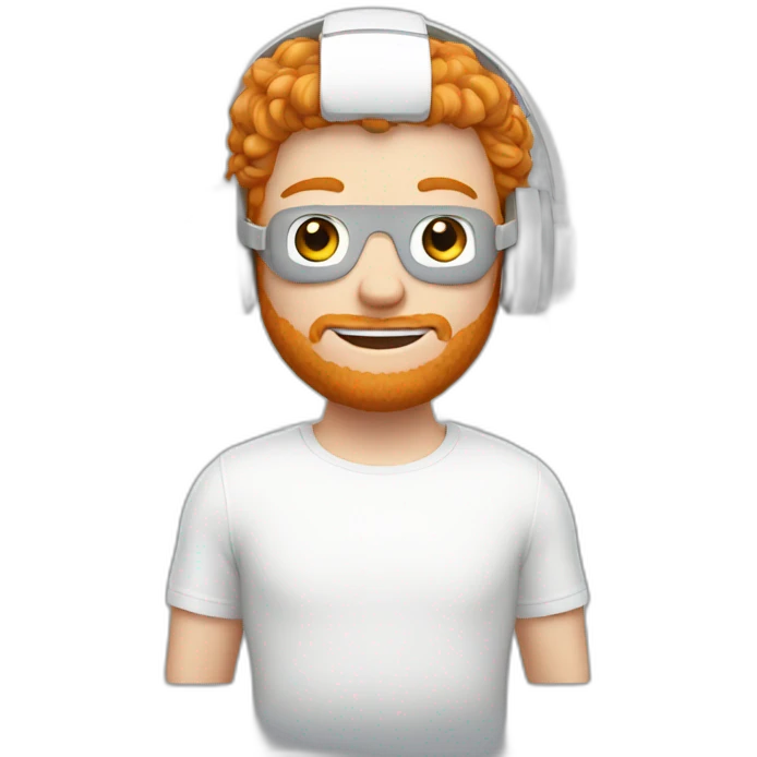 Ginger guy wearing white VR headset emoji