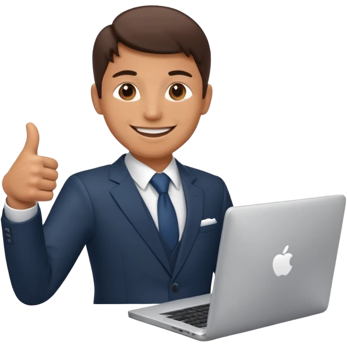 working laptop person suit happy thumbs up emoji