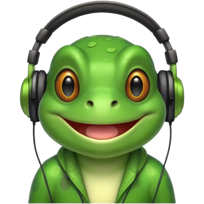 frog png with headphones smiling teeth showing emoji