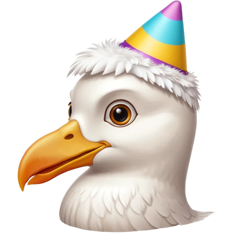 A seagull head with a party hat, without the body emoji