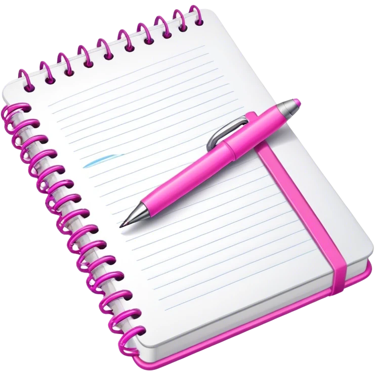 Notebook with a pink pen emoji