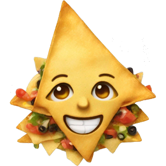 Smiling Supreme nachos on a plate emoji