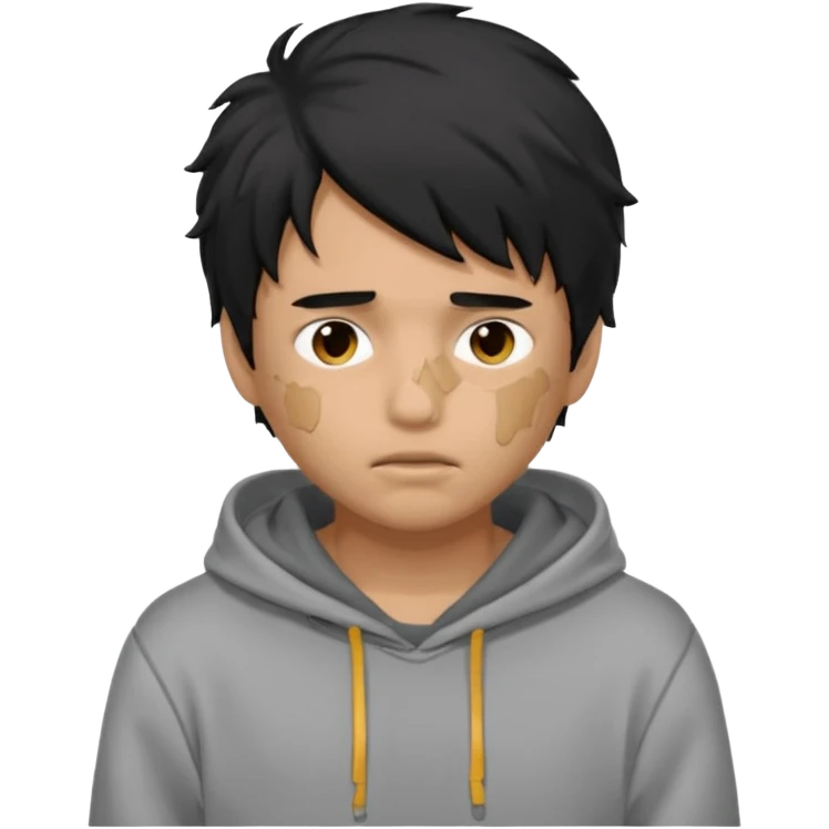 Moreno greñudo con capucha cuba la cara emoji