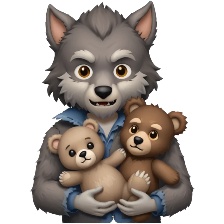 Werewolf with teddy bear toy  emoji