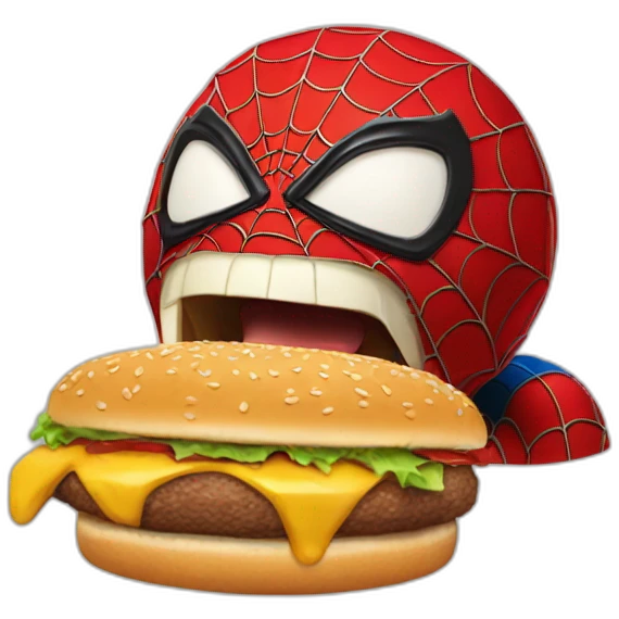 Old spiderman eating burger emoji