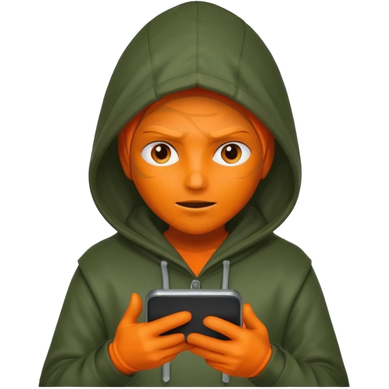 hooded-on-their-phone-making-money orange skin emoji