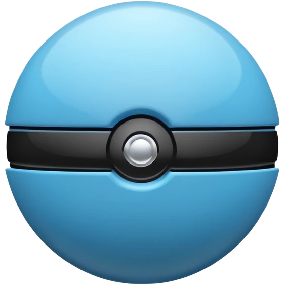 vibrant blue pokeball emoji with a black stripe and highlights, top half vibrant blue, bottom half white emoji