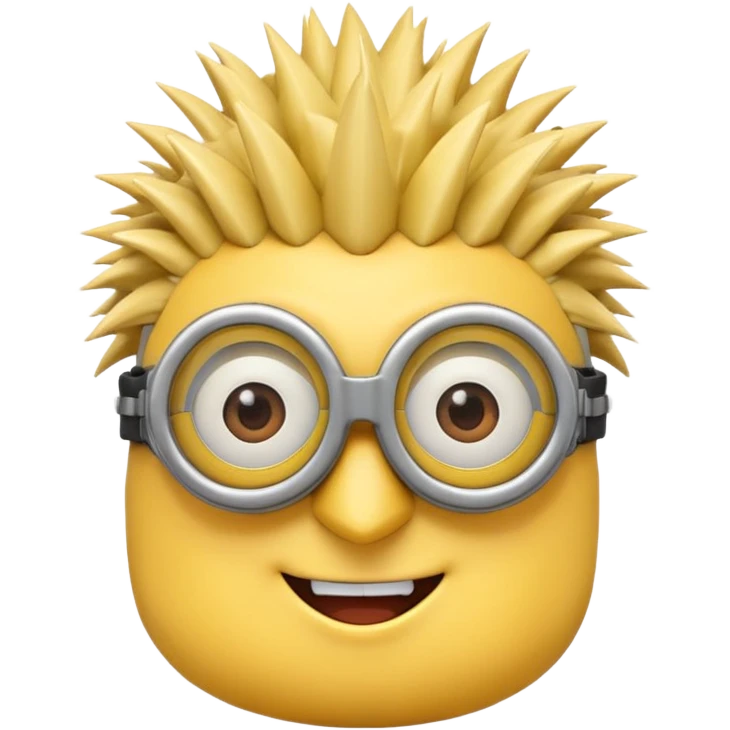 Minion emoji with a round head like normal emojis and a smurk like this emoji but a minion so basically that emoji with the goggles and the hair and not a funny head shape 😏 it should look like an actual minion not a human with African braids and a female minion  emoji