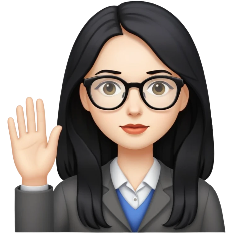 Pale girl with long black hair teacher emoji