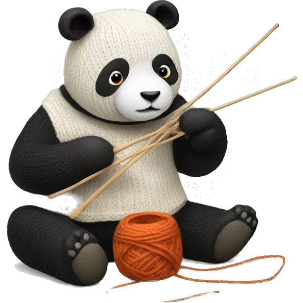 panda knitting emoji