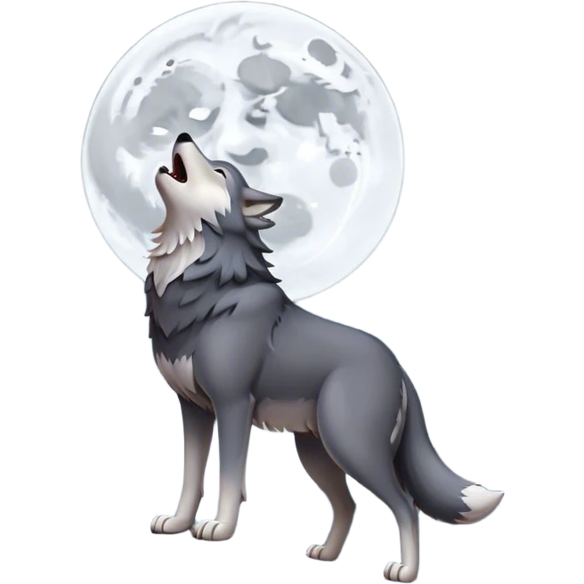 wolf howling at the moon emoji