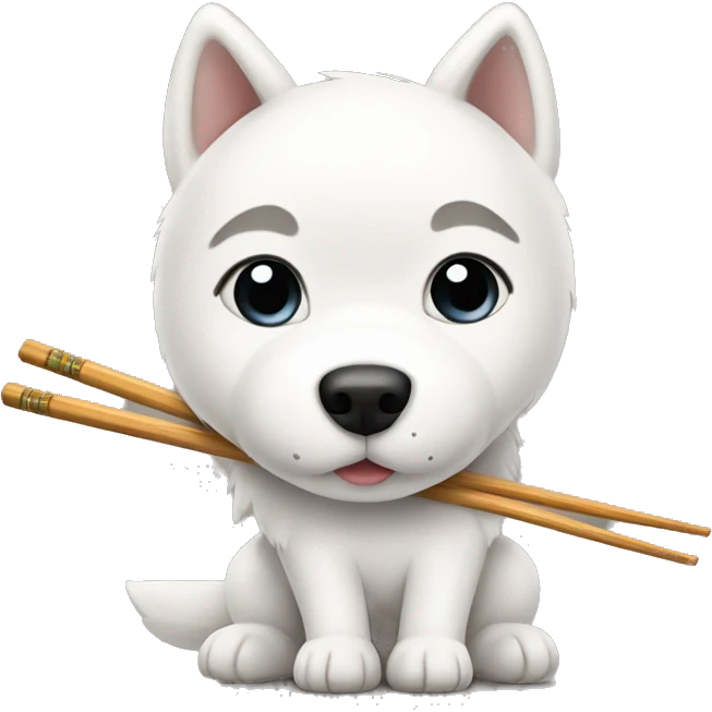 White husky with chopsticks instead of legs emoji