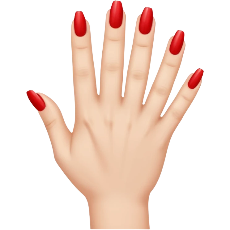 hand with bright red manicure pointing forward emoji
