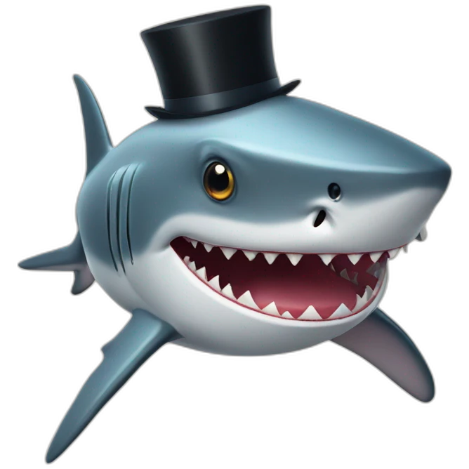 Shark with a top hat emoji